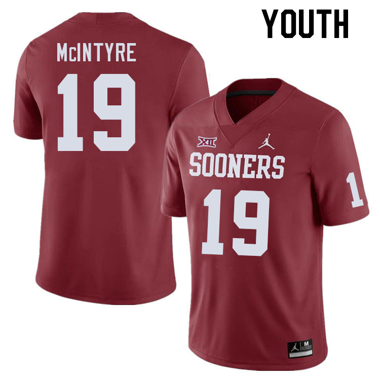 Youth #19 Kade McIntyre Oklahoma Sooners College Football Jerseys Stitched Sale-Crimson